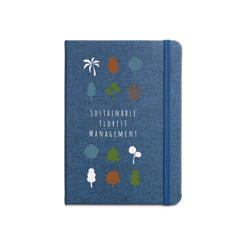 BOYD II. Caderno A5 de capa dura em poliéster 100% reciclado com páginas pautadas