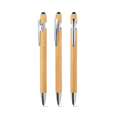 BLANC BAMBOO. Caneta esferográfica em bambu, com detalhes em alumínio cromado