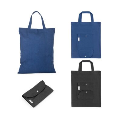 SIENA. Sacola dobrável em 50% algodão, 30% algodão reciclado e 20% poliéster reciclado (140 g/m²)