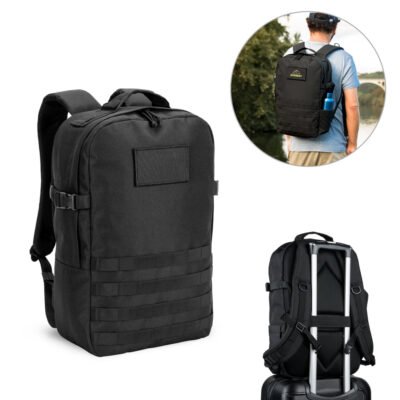 EDINBURGH BPACK. Mochila estilo militar em poliéster reciclado 600D de alta densidade, com bolso para notebook (17’3″) 21 L