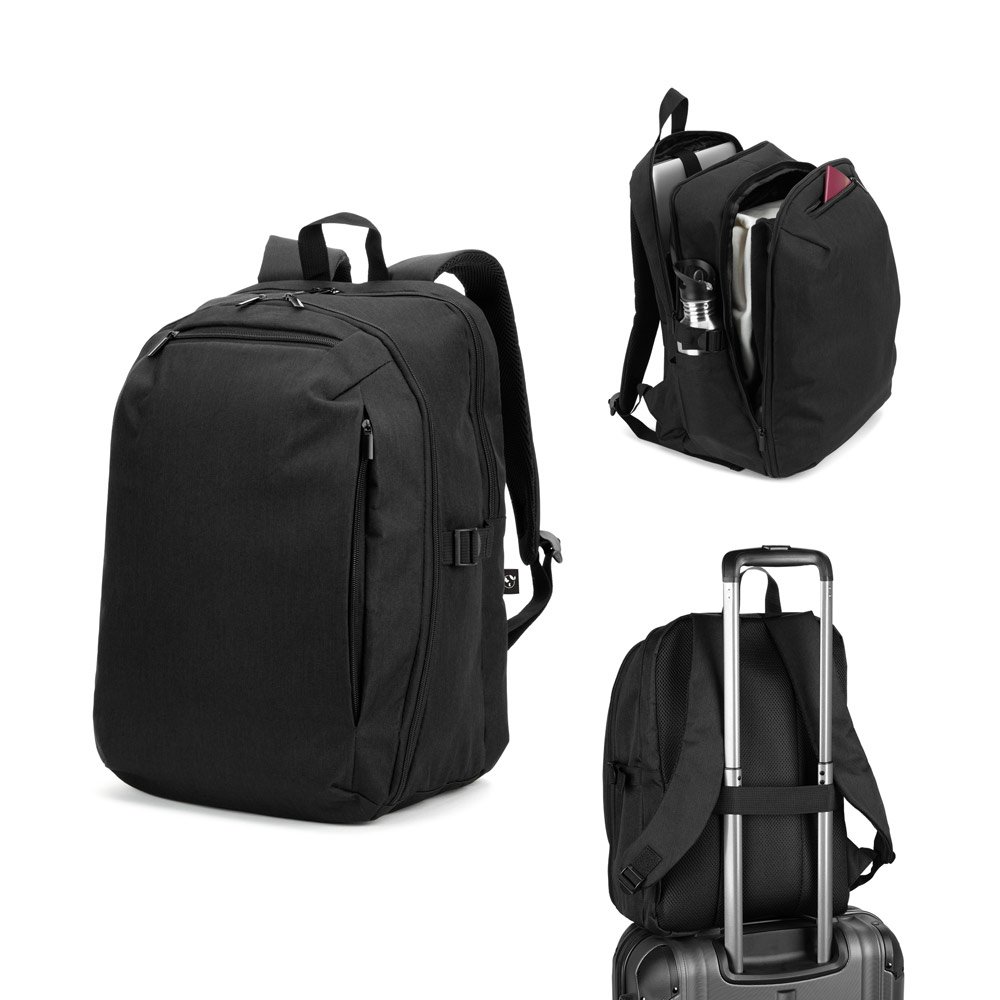 UDINE. Mochila com um compartimento de abertura total em poliéster reciclado 300D de alta densidade (16