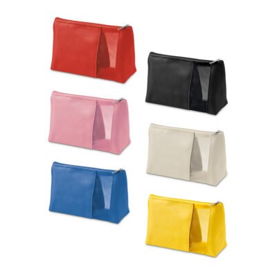ANNIE. Bolsa de cosméticos em microfibra e tela mesh