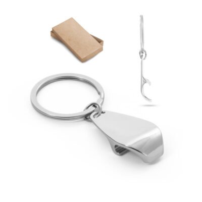HELLI. Chaveiro em metal com abridor de garrafas