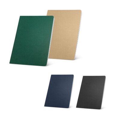 ECOWN. Caderno A5 de capa flexível em cartão kraft 100% reciclado, com páginas pautadas recicladas