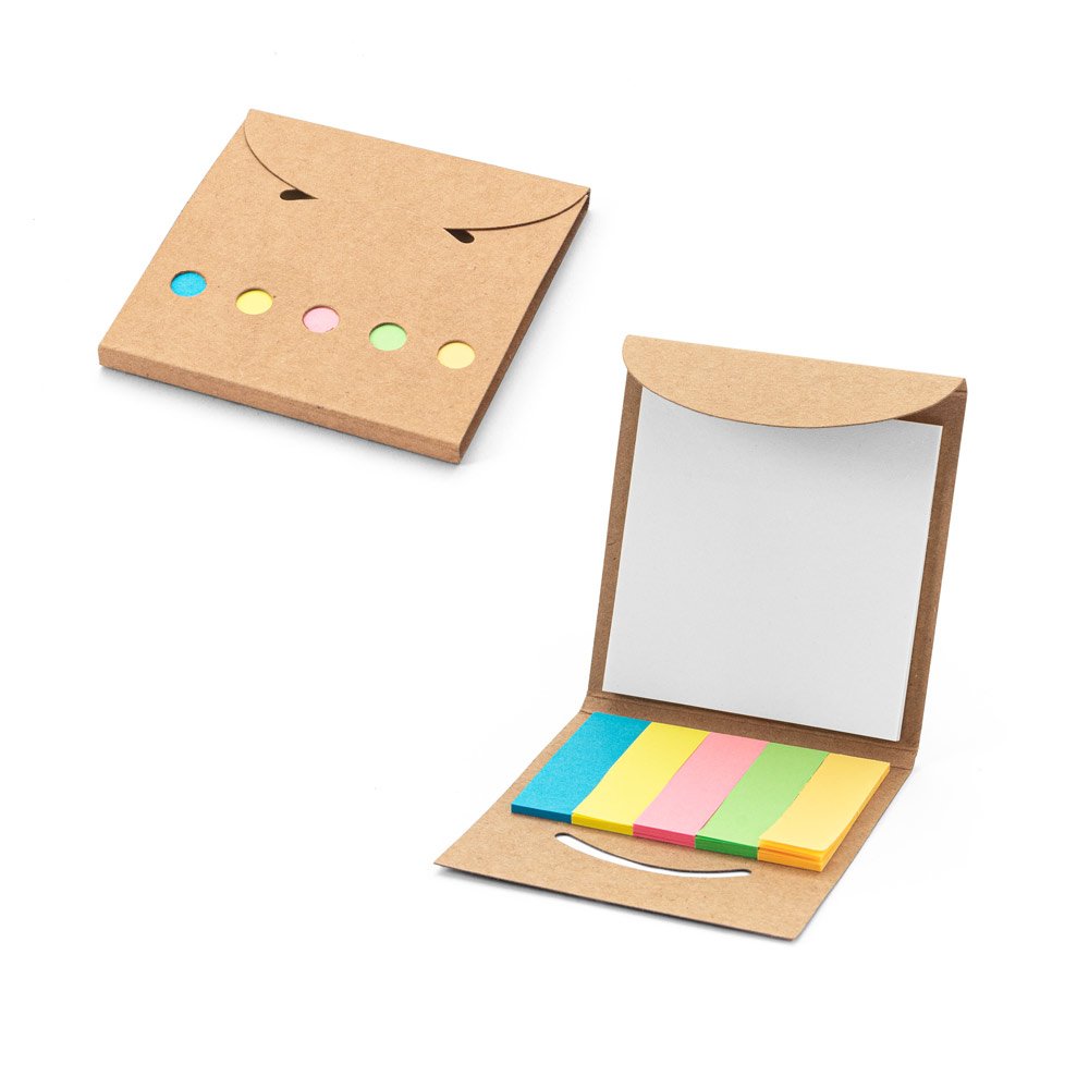 AINSLEY. Conjunto para escritório, em papel 100% reciclado, com 6 blocos adesivados