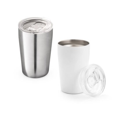 SLIDER. Copo de viagem térmico para sublimação em aço inox, de parede dupla isolada a vácuo (380 mL)