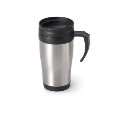 NOAH. Caneca de viagem térmica de aço inox e PP, de parede dupla isolada a ar (420 mL)