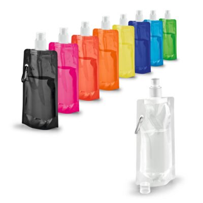 KWILL. Squeeze dobrável em PE com sistema “push-pull” e acabamento translúcido (460 mL)