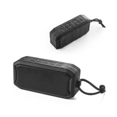 SHEERAN. Caixa de som portátil à prova de água (IPX7) com autonomia de 9h (1'200 mAh), em ABS 100% reciclado