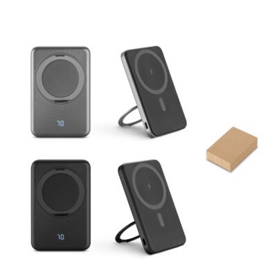WARSHEL 5. Bateria portátil magnética com carregador por indução super-rápido (5'000 mAh), em ABS 100% reciclado