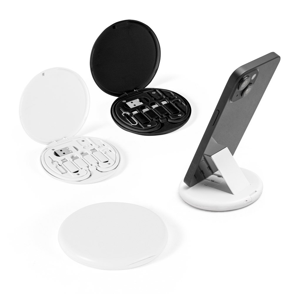 SYSTROM. Conjunto cabo e adaptadores de carregamento super-rápido, em ABS 100% reciclado