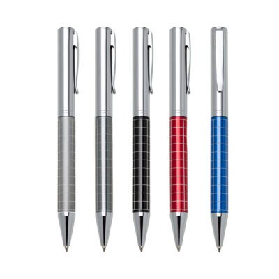 Caneta Metal com Det Quadriculado personalizada com logo