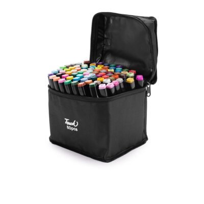 Kit Canetas Marcadoras Pontas Duplas com 80 Cores personalizada com logo