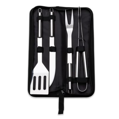 Kit Churrasco 4 Peças Inox C/ Estojo