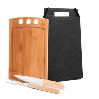 Conjunto para Churrasco em Bambu e Madeira e Inox - 3 cozinha em Bambu e Inox