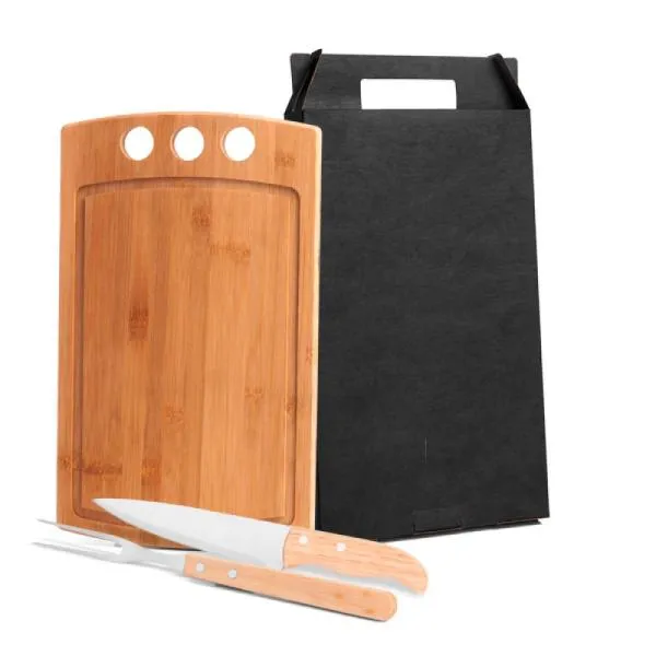 Conjunto para Churrasco em Bambu e Madeira e Inox - 3 cozinha em Bambu e Inox