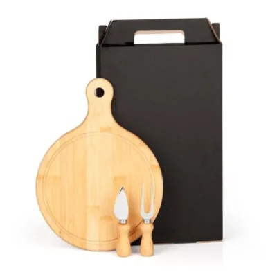 Conjunto Tábua com Garfo e Faca para Queijo - 3 Peças