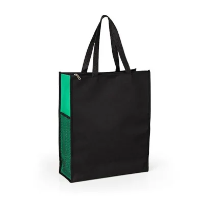 Sacola de Mão em Nylon 600 - Preta e Verde personalizada com logo