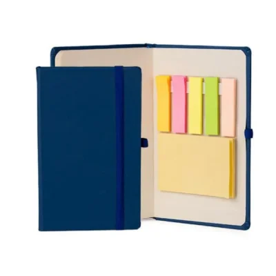 Caderneta Azul - 80 Folhas e Marca Página com 5 Cores personalizada com logo