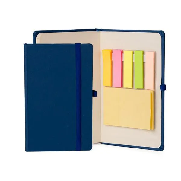 Caderneta Azul - 80 Folhas e Marca Página com 5 Cores personalizada com logo