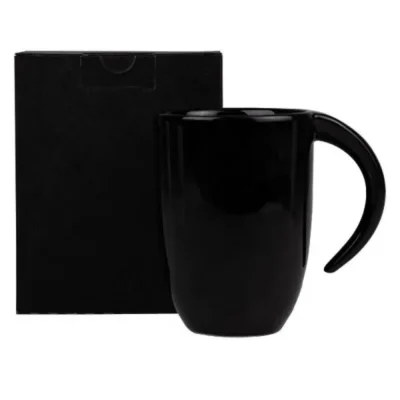 Caneca em Cerâmica Preta - 350ml personalizada com logo