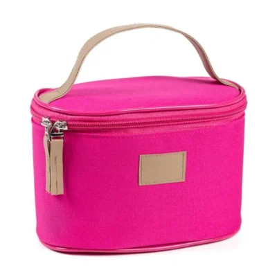 Bolsa de Cosmeticos em Oxford e PVC - Rosa personalizada com logo