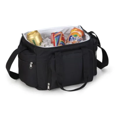 Bolsa Térmica Preta em Polyester 600d, 300d e Peva - 15L personalizada com logo