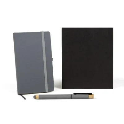 Caderneta para Anotações com Caneta Caderno para cinza personalizada com logo