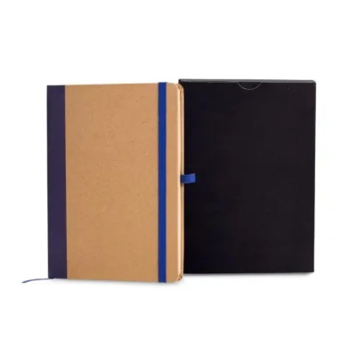 Caderneta S/ Pauta - 12,2x17cm - Bege e Azul personalizada com logo