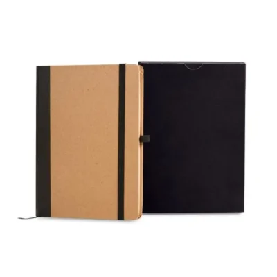 Caderneta S/ Pauta - 12,2x17cm - Bege e Preto personalizada com logo