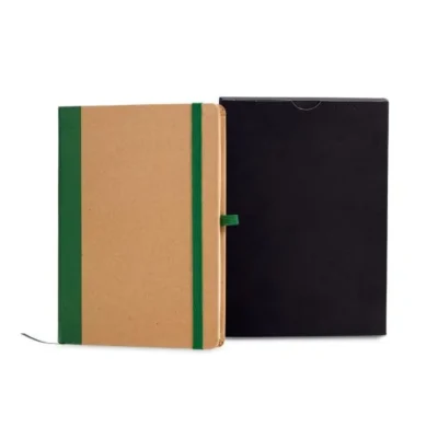 Caderneta S/ Pauta - 12,2x17cm - Bege e Verde personalizada com logo