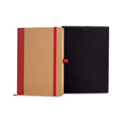 Caderneta S/ Pauta - 12,2x17cm - Bege e Vermelho personalizada com logo