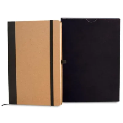 Caderneta S/ Pauta - 14x21cm - Bege e Preto personalizada com logo