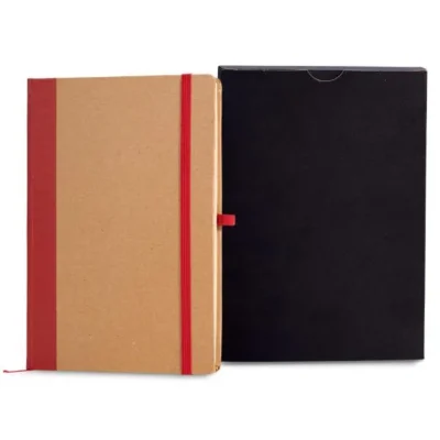 Caderneta S/ Pauta - 14x21cm - Bege e Vermelho personalizada com logo