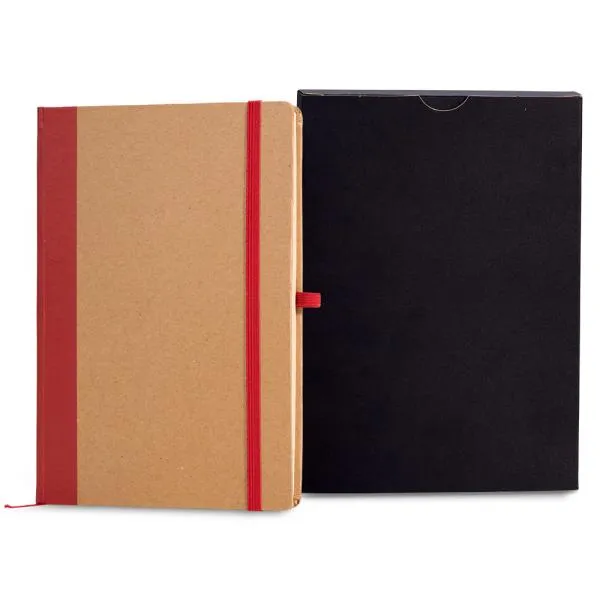Caderneta S/ Pauta - 14x21cm - Bege e Vermelho personalizada com logo