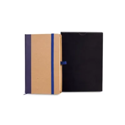 Caderneta S/ Pauta - 9,5x15,5cm - Bege e Azul personalizada com logo