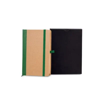 Caderneta S/ Pauta - 9,5x15,5cm - Bege e Verde personalizada com logo