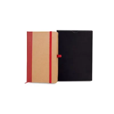 Caderneta S/ Pauta - 9,5x15,5cm - Bege e Vermelho personalizada com logo