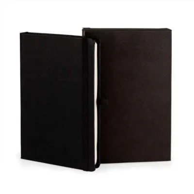 Caderneta S/ Pauta Preto - 14x21cm personalizada com logo