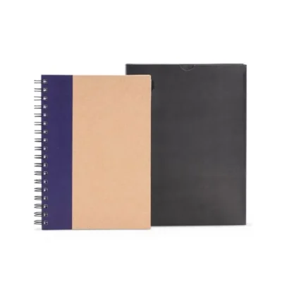 Caderno Pautado com Wire-o - 23x18cm - Bege e Azul personalizado com logo