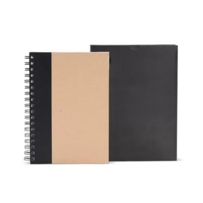 Caderno Pautado com Wire-o - 23x18cm - Bege e Preto personalizado com logo