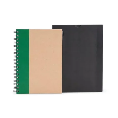 Caderno Pautado com Wire-o - 23x18cm - Bege e Verde personalizado com logo