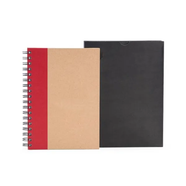 Caderno Pautado com Wire-o - 23x18cm - Bege e Vermelho personalizado com logo
