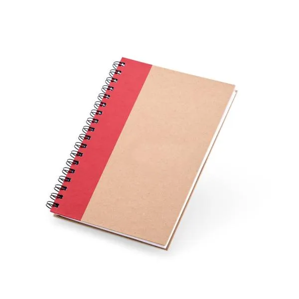 Caderno Pautado com Wire-o - 23x18cm - Bege e Vermelho personalizado com logo - imagem 2