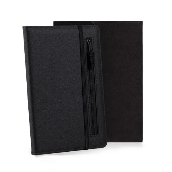 Caderno Fsc com Pauta e Zíper - Capa em RPET Preto - 14x21cm personalizado com logo - imagem 2