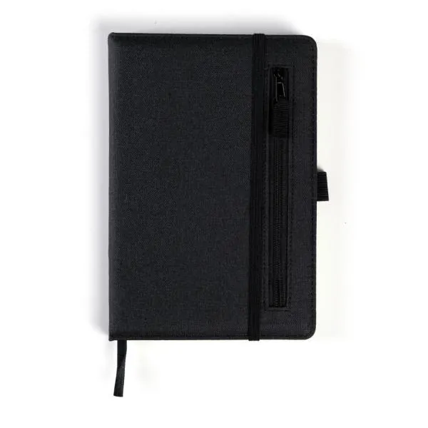 Caderno Fsc com Pauta e Zíper - Capa em RPET Preto - 14x21cm personalizado com logo - imagem 3