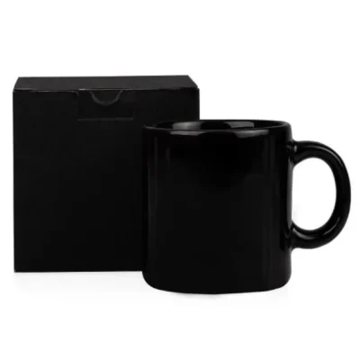 Caneca em Cerâmica Preta na cor personalizada com logo