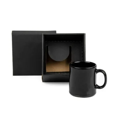 Caneca em Cerâmica Preta personalizada com logo