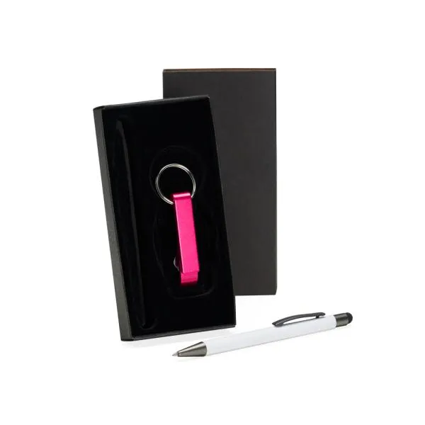 Caneta e Chaveiro - 2 pçs personalizada com logo