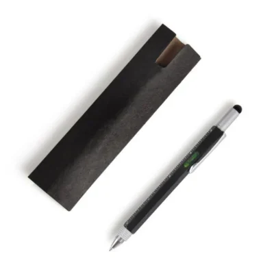 Caneta Esferográfica 6x1 em Alumínio - Preta personalizada com logo